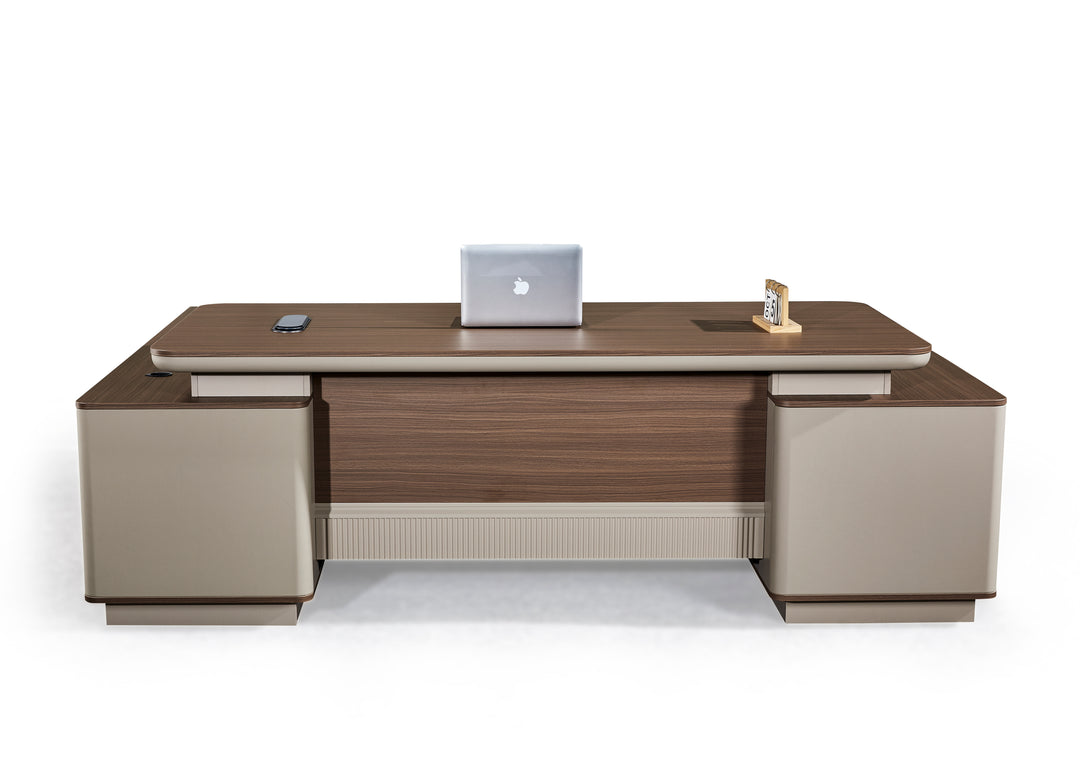 Corner desk with side cabinet/ corner work station/ L shaped desk s902 Brown Grey