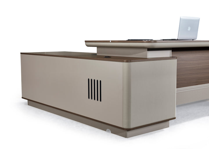 Corner desk with side cabinet/ corner work station/ L shaped desk s902 Brown Grey