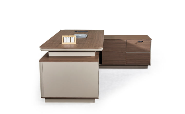 Corner desk with side cabinet/ corner work station/ L shaped desk s902 Brown Grey