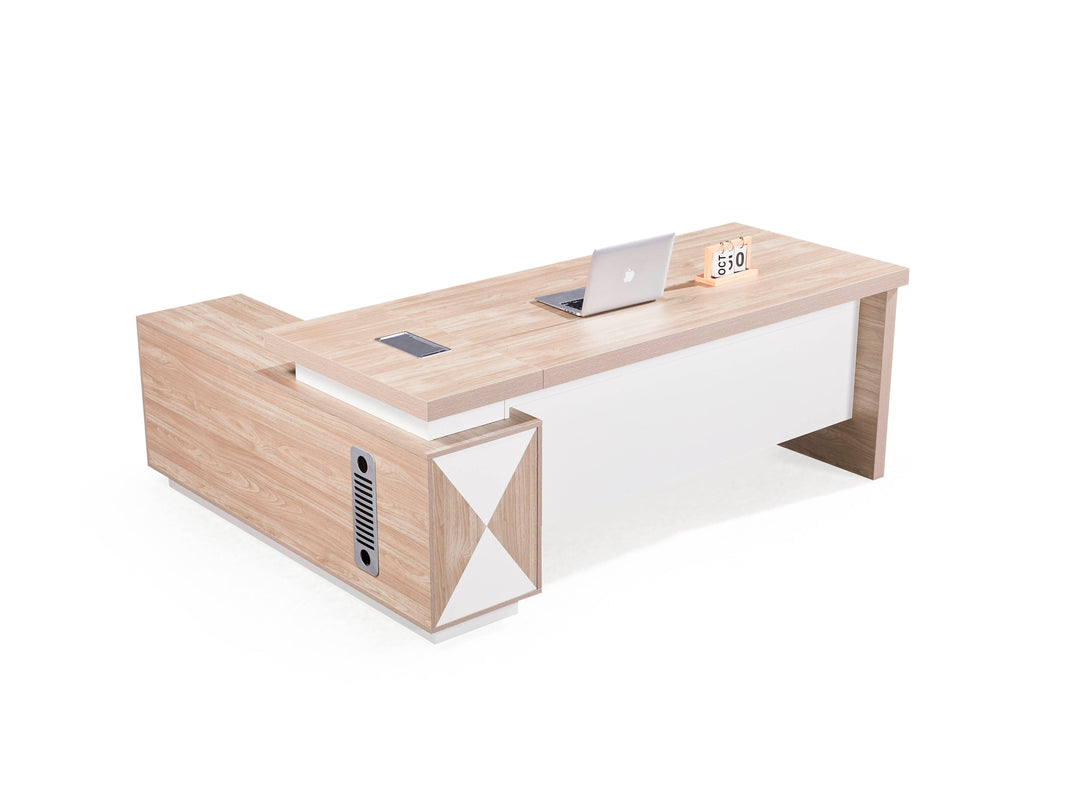 Corner desk with storage/ corner work station/ L shaped desk A003 Nika Oak White