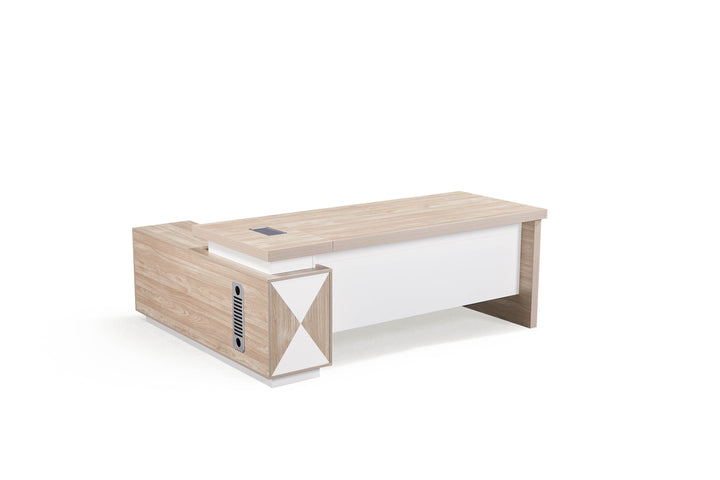 Corner desk with storage/ corner work station/ L shaped desk A003 Nika Oak White