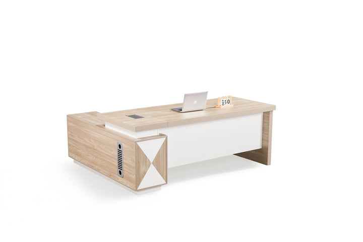 Corner desk with storage/ corner work station/ L shaped desk A003 Nika Oak White