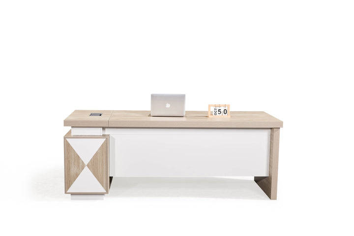 Corner desk with storage/ corner work station/ L shaped desk A003 Nika Oak White