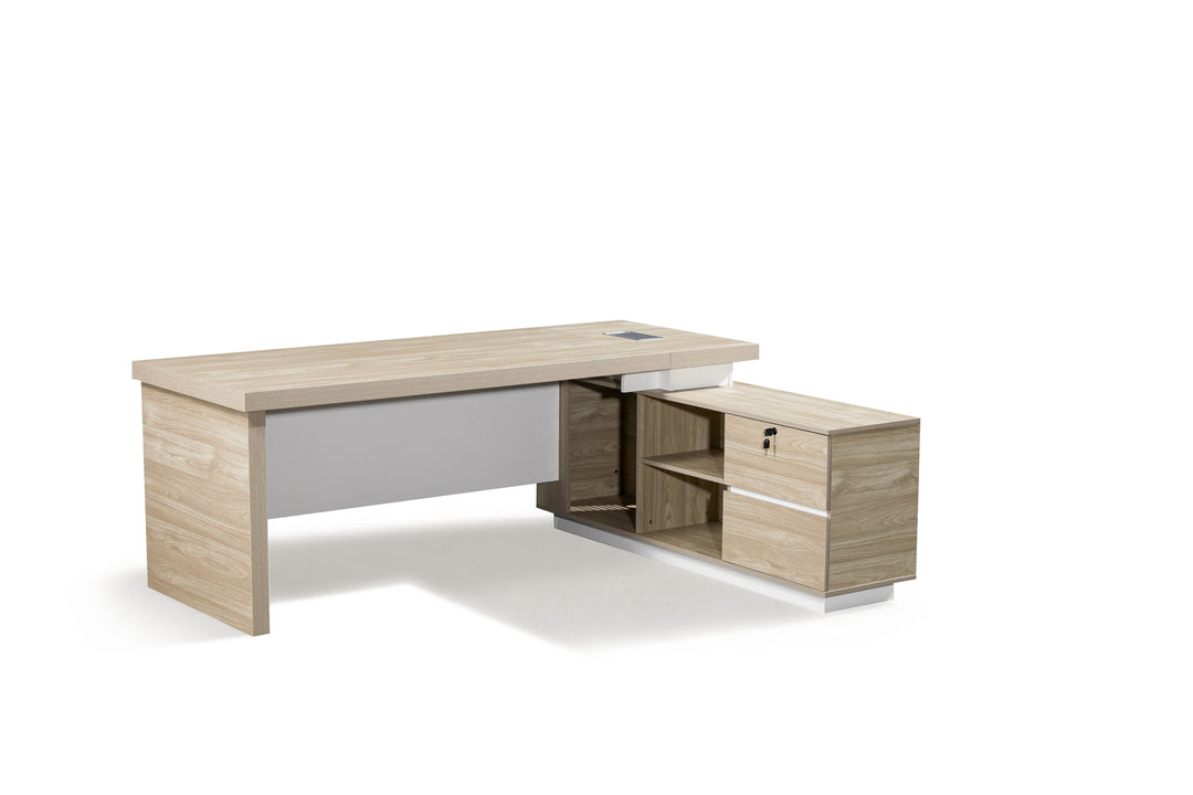 Corner desk with storage/ corner work station/ L shaped desk A003 Nika Oak White