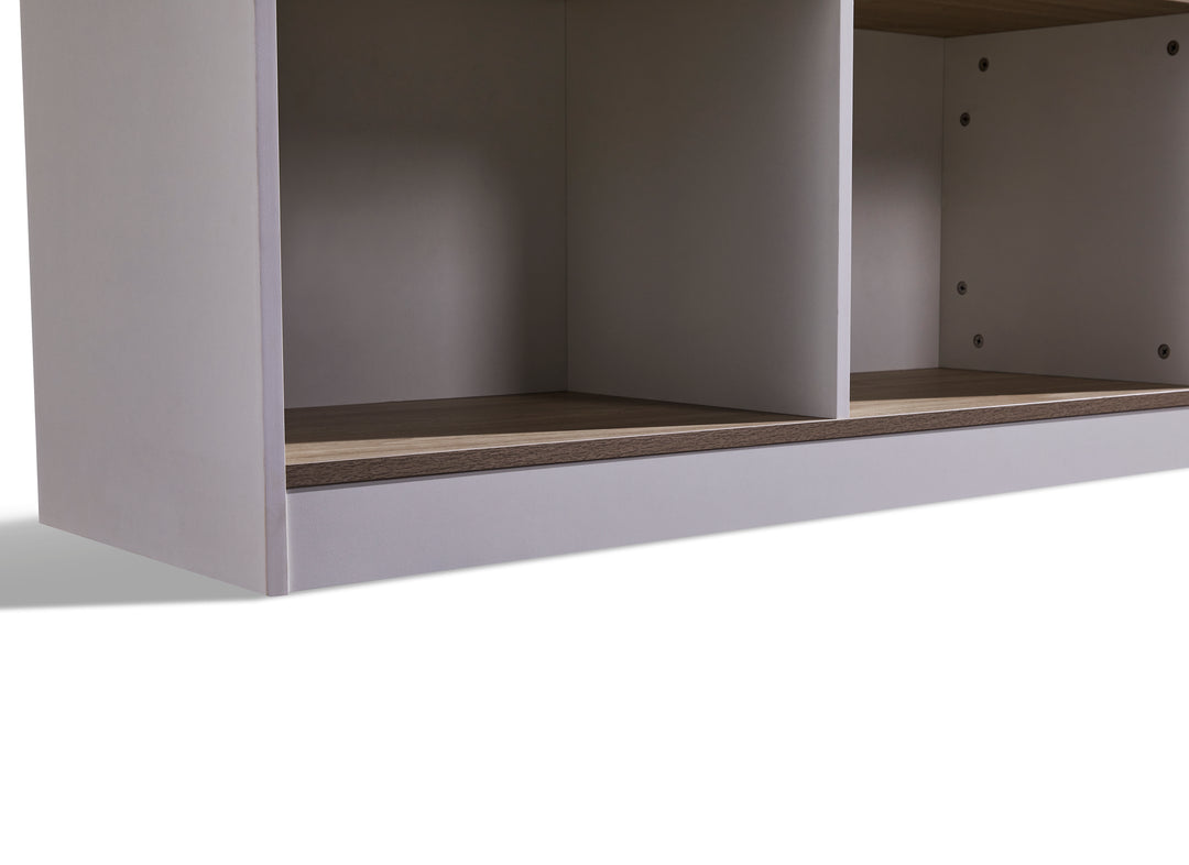 Nika White and Oak Plywood Bookshelf with Storage Cabinet