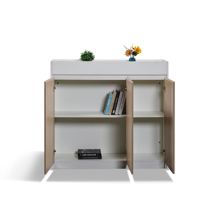 Nika White and Oak Planter Cabinet – Modern Storage Unit