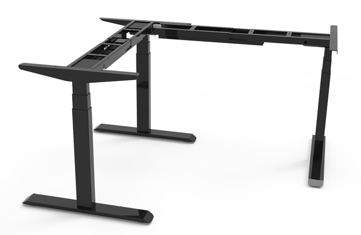 Three-Legged L-Shaped Sit-Stand Desk Frame