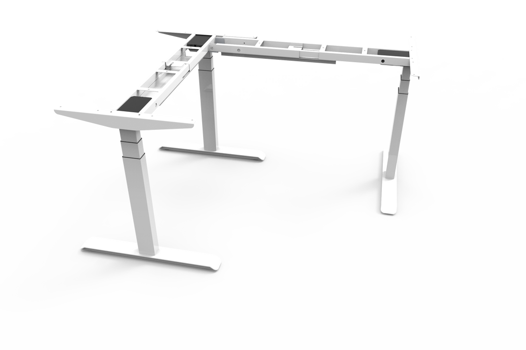 Three-Legged L-Shaped Sit-Stand Desk Frame