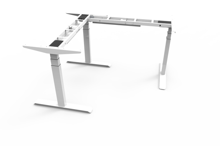 Three-Legged L-Shaped Sit-Stand Desk Frame