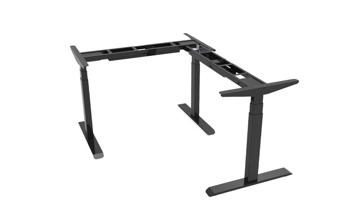 Three-Legged L-Shaped Sit-Stand Desk Frame