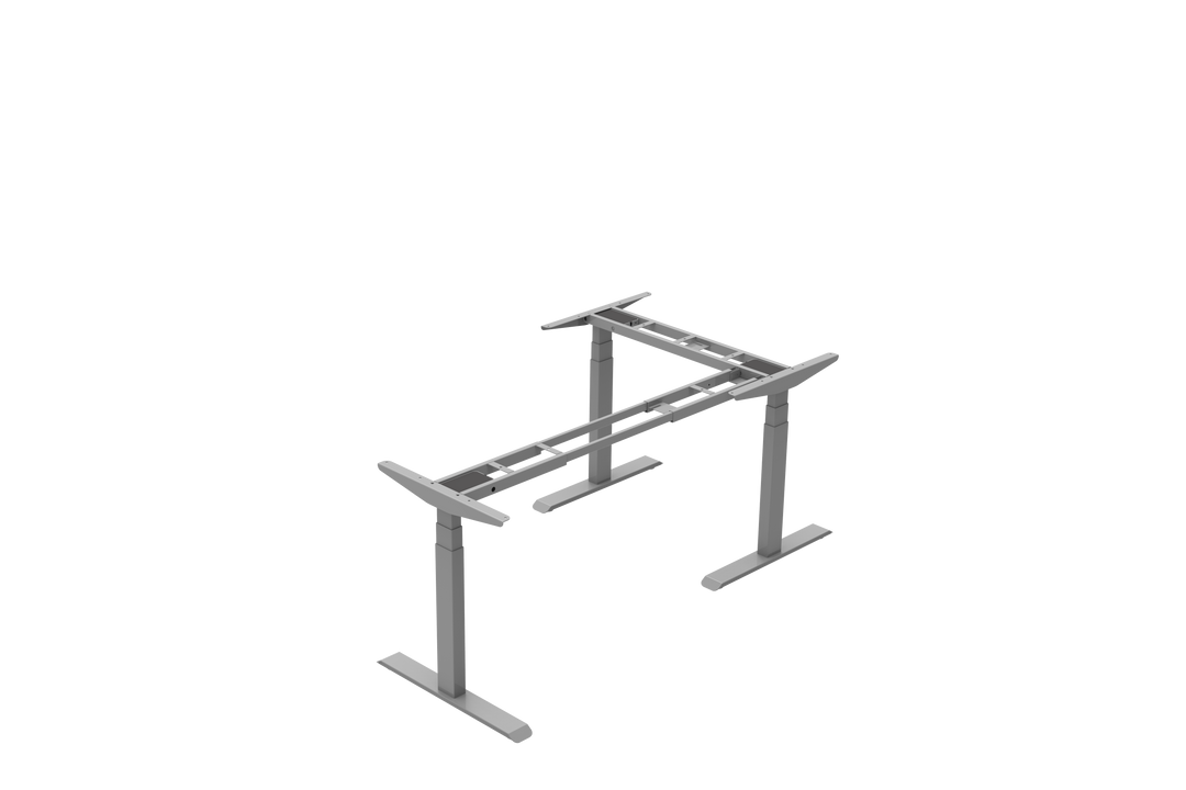 Three-Legged L-Shaped Sit-Stand Desk Frame