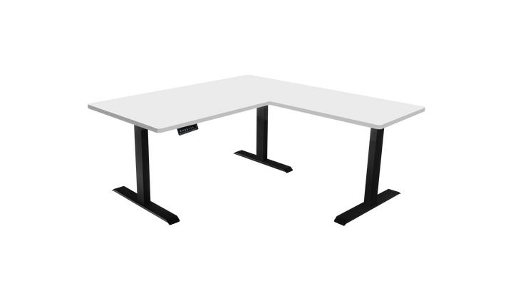 L-Shaped 3-Leg Standing Desk with Dual Tabletop and Triple Motors