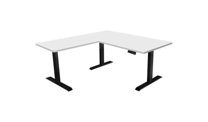 L-Shaped 3-Leg Standing Desk with Dual Tabletop and Triple Motors