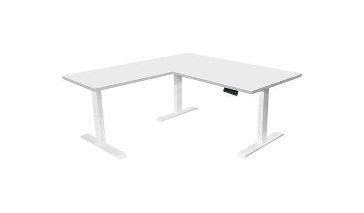 L-Shaped 3-Leg Standing Desk with Dual Tabletop and Triple Motors