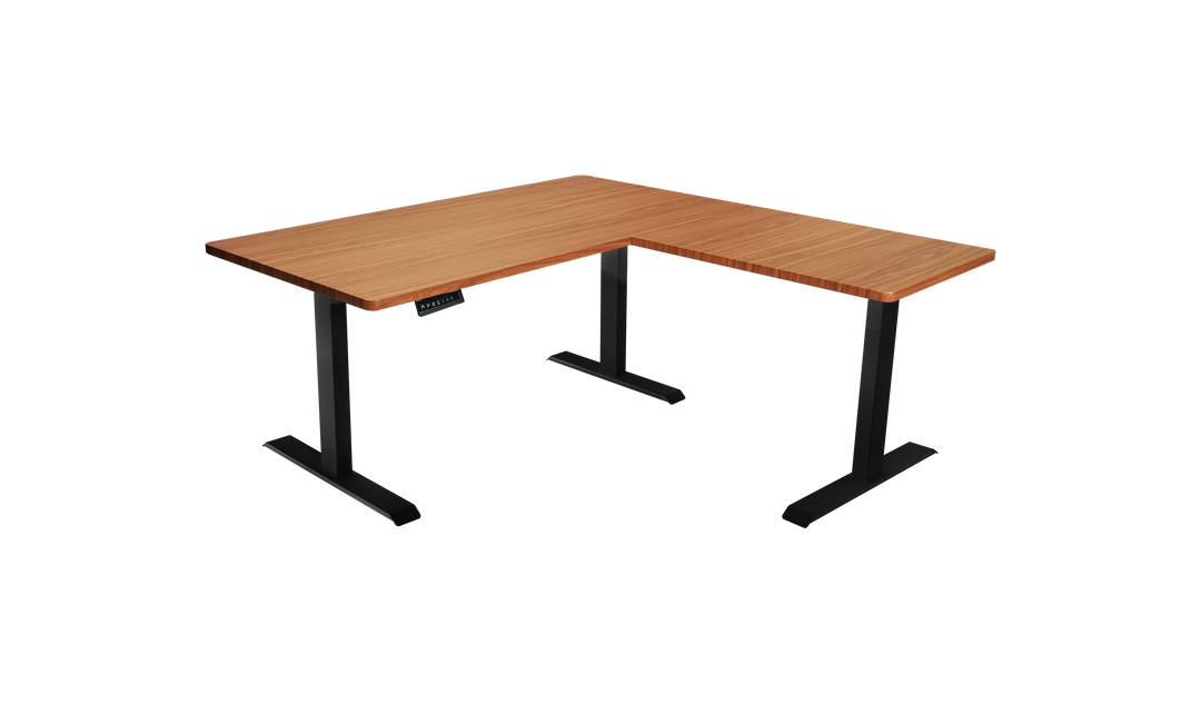 L-Shaped 3-Leg Standing Desk with Dual Tabletop and Triple Motors