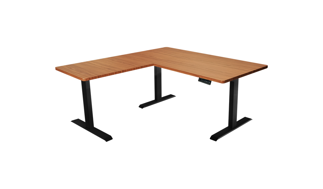 L-Shaped 3-Leg Standing Desk with Dual Tabletop and Triple Motors