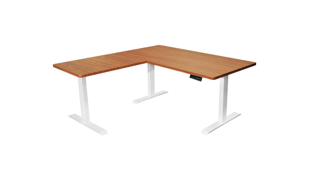 L-Shaped 3-Leg Standing Desk with Dual Tabletop and Triple Motors