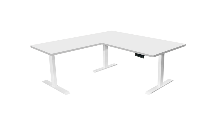 L-Shaped 3-Leg Standing Desk with Dual Tabletop and Triple Motors