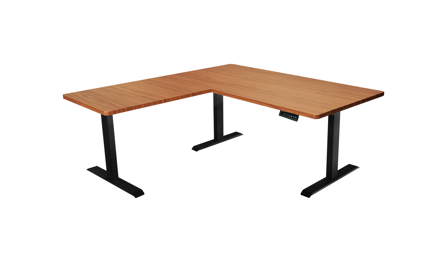 7. Introducing Deskone L-Shaped 3-Leg Standing Desk with Dual Tabletop and Triple Motors