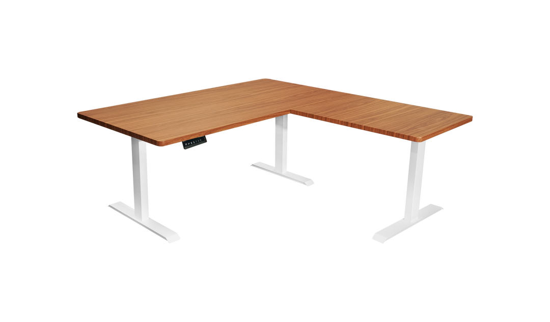 L-Shaped 3-Leg Standing Desk with Dual Tabletop and Triple Motors