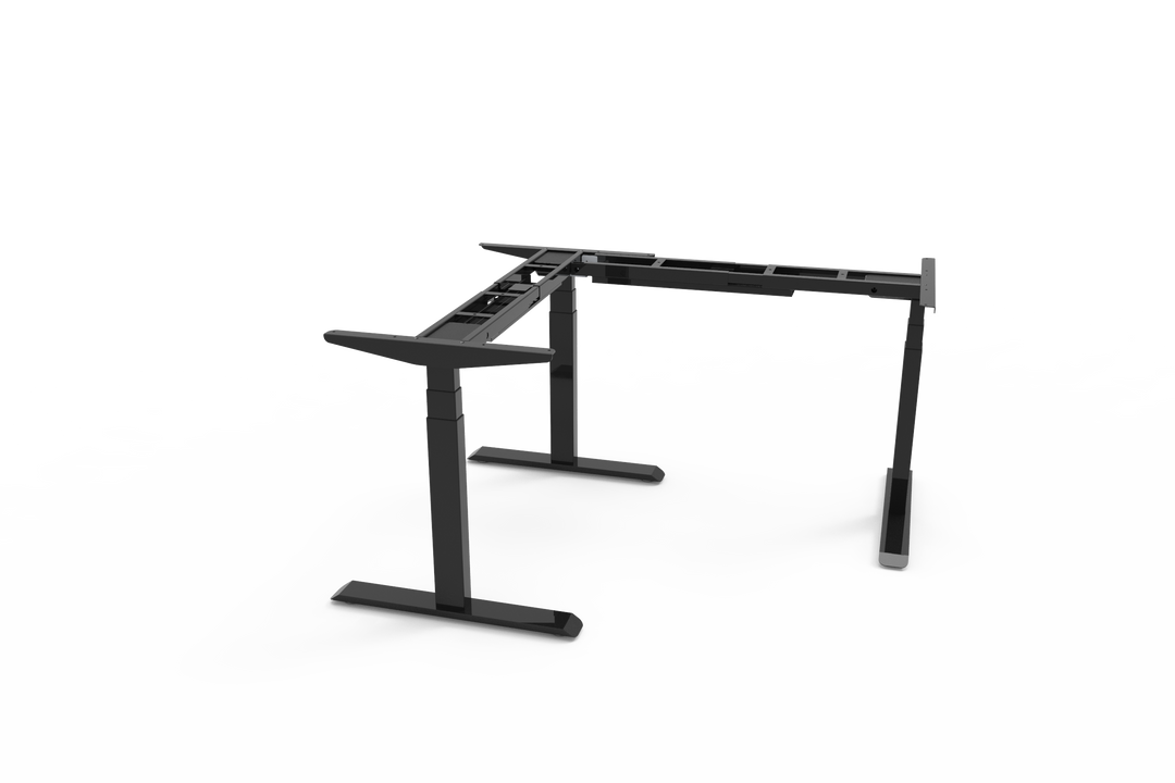 Three-Legged L-Shaped Sit-Stand Desk Frame